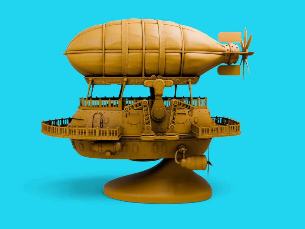 Fantasy Airship 3D Model Render